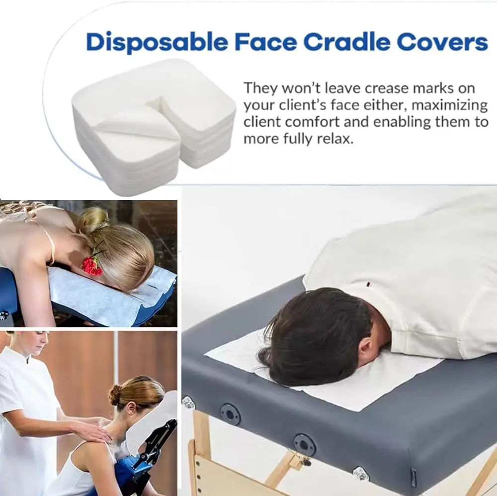 100pcs Disposable Headrest Pillow Paper Beauty Spa Salon Bed Table Cover Massage Face Cradle Table Head Rest Covers