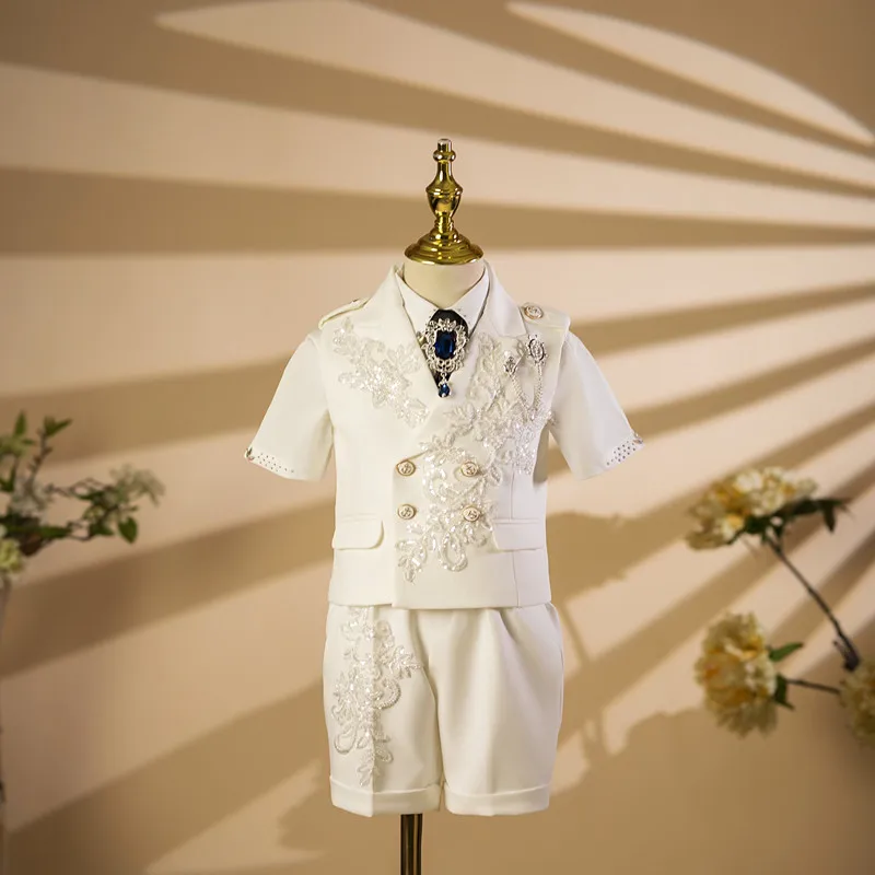 

New Children's Costume Wedding Birthday Baptism Party Piano Performance Easter Eid Boys Clothing Host Blazer Sets