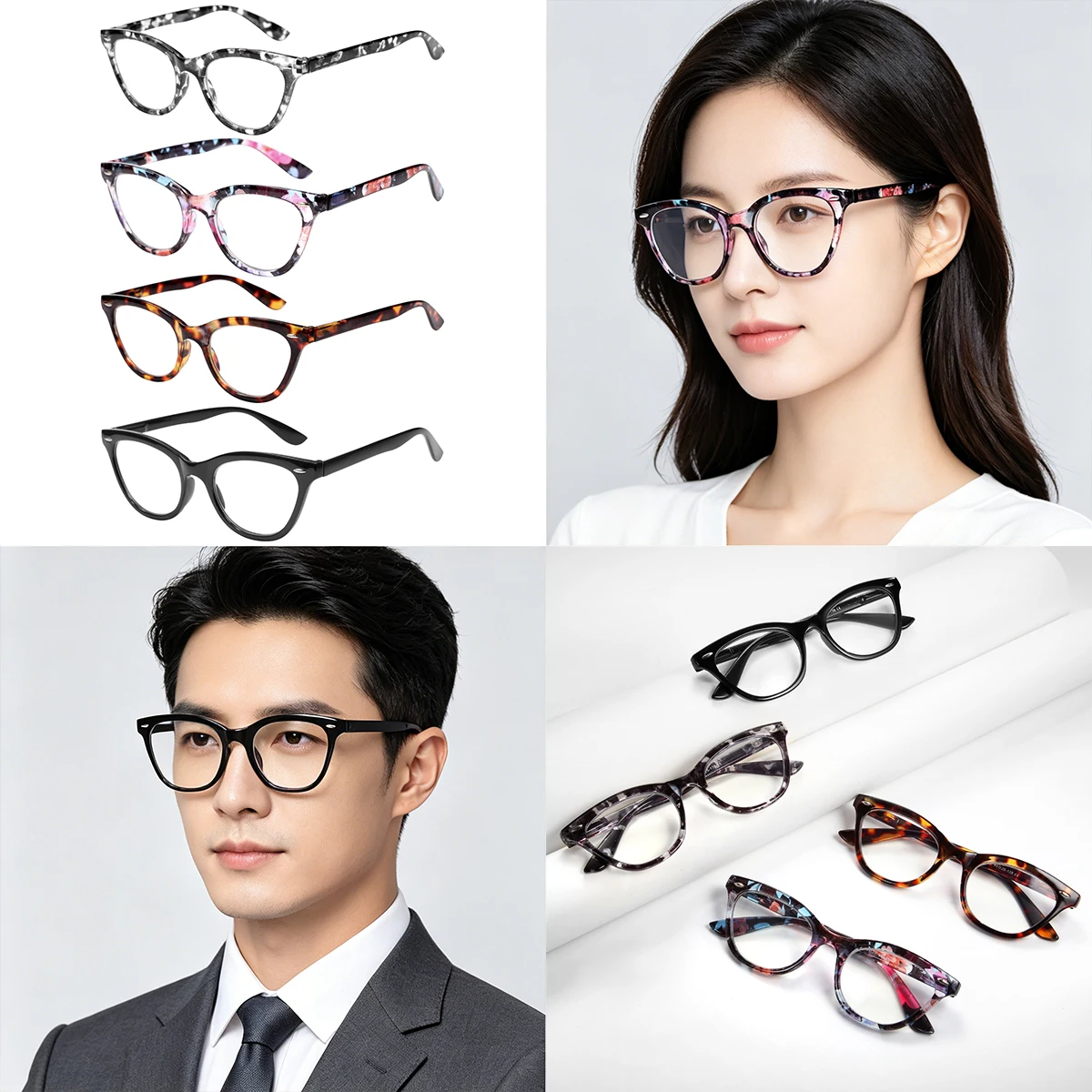 Fashion Elegant Print Flower Auto Adjust Reading Glasses Blue Ray Blocking​ Anti-blue Light Auto Focus Reading Glasses L5