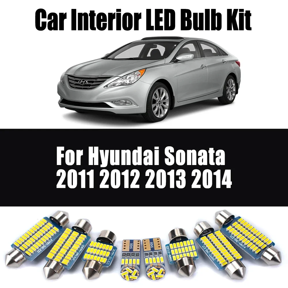 

10 шт. Canbus автомобильный светодиодный внутренний светильник для чтения номерного знака, багажник, купольный светильник, комплект для Hyundai Sonata 2011 2012 2013 2014 автомобильное освещение