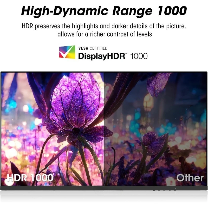 شاشة ألعاب، شاشة ألعاب 27 بوصة 1 مللي ثانية 200 هرتز، لوحة Mini-LED - 1440P WQHD 300000:1 نسبة متباينة، شاشة كمبيوتر HDR 1000
