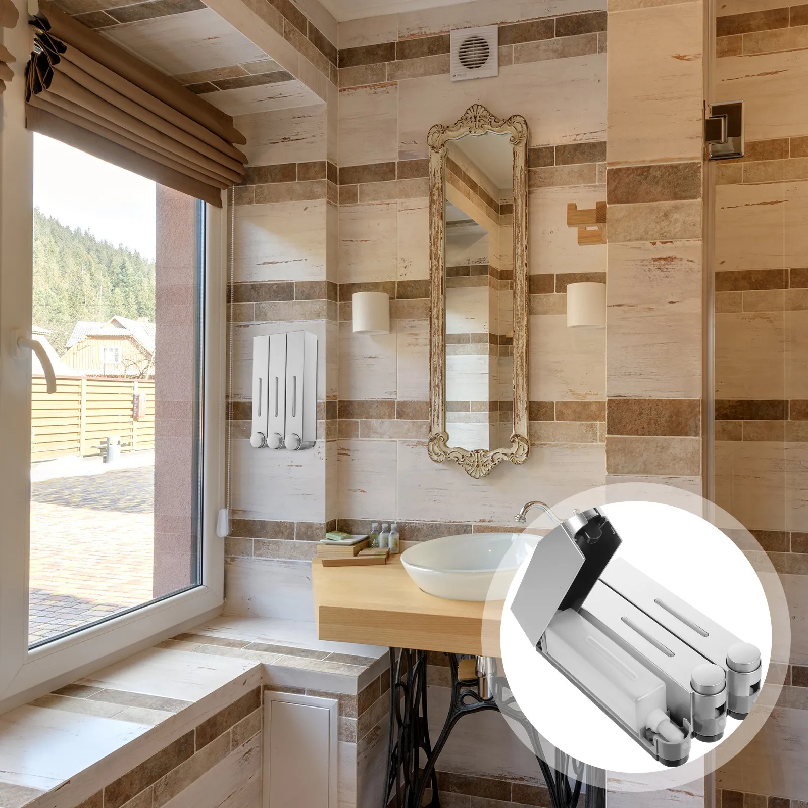 Triple Chamber Wall Mount Soap Dispenser Leakproof Shower Gel Shampoo Conditioner Bathroom Organizer