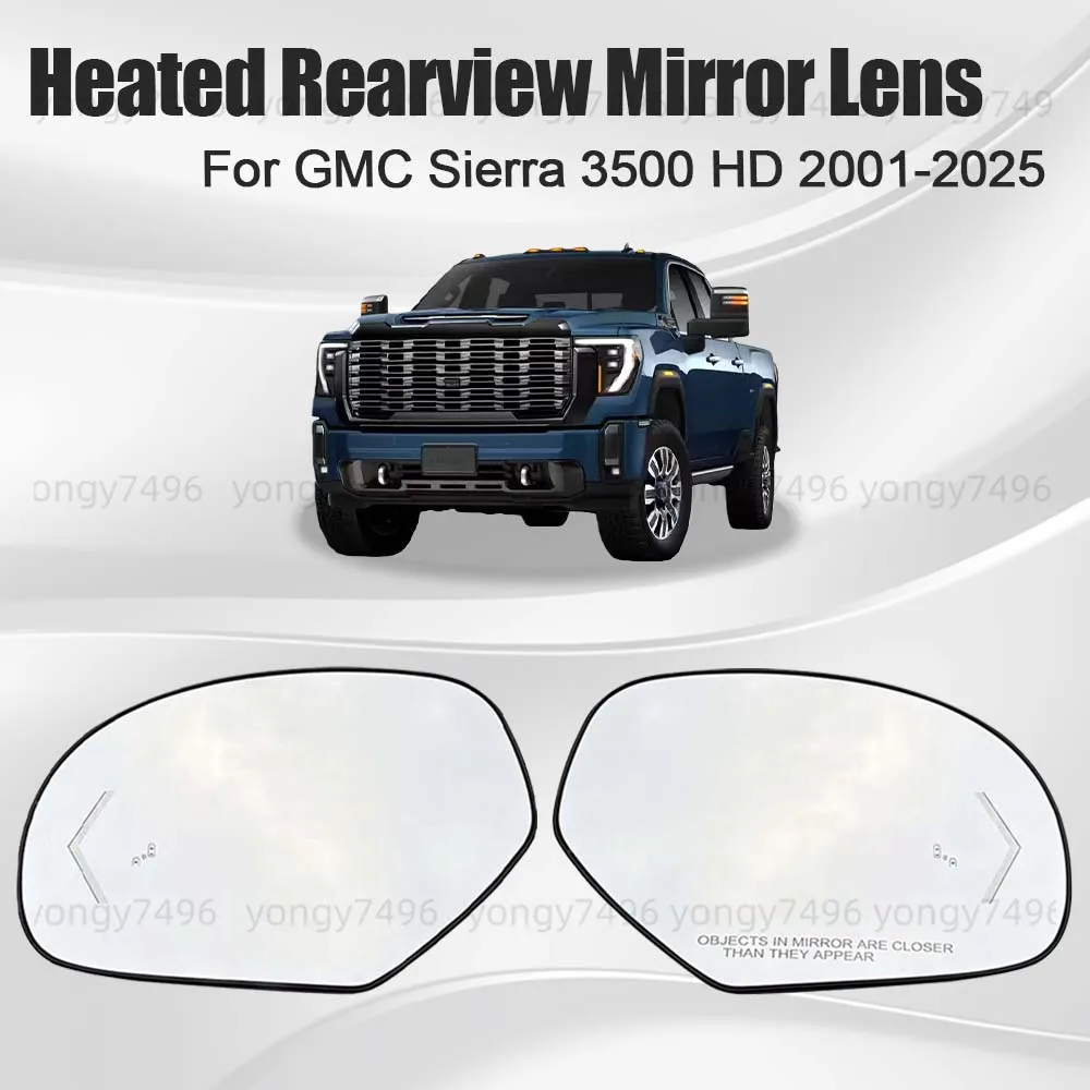 

Car Wide Angle Heated Rearview Mirror Lens For GMC Sierra 3500 HD 2001-2025 Cars Accessories Blind Spot Turn Signal Light