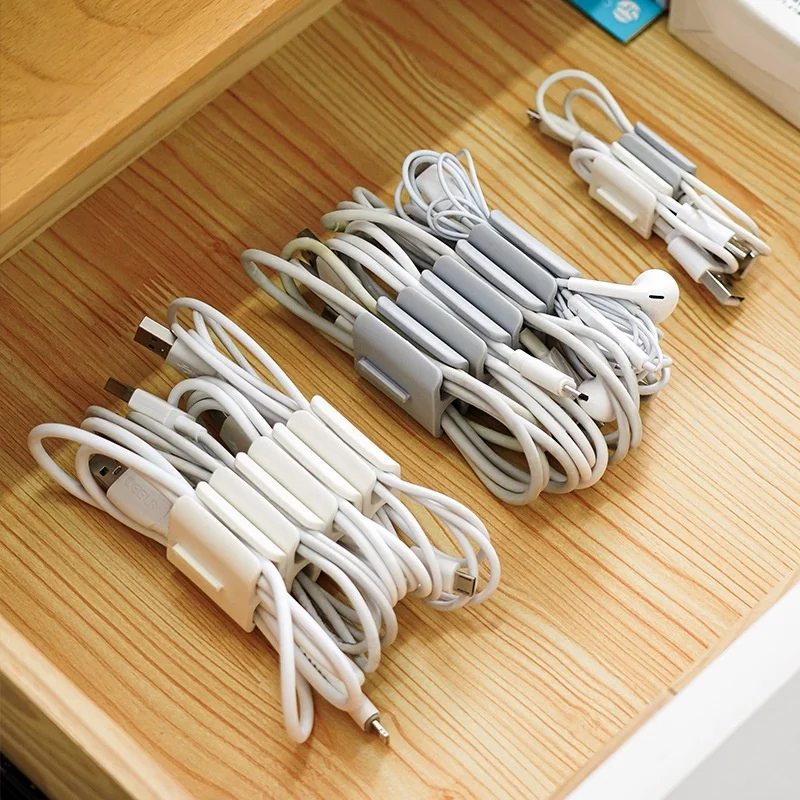 Simple headphone cable organizer, data cable clip, cable winder, storage clip, cable holder, two-pack. Suitable for desks,