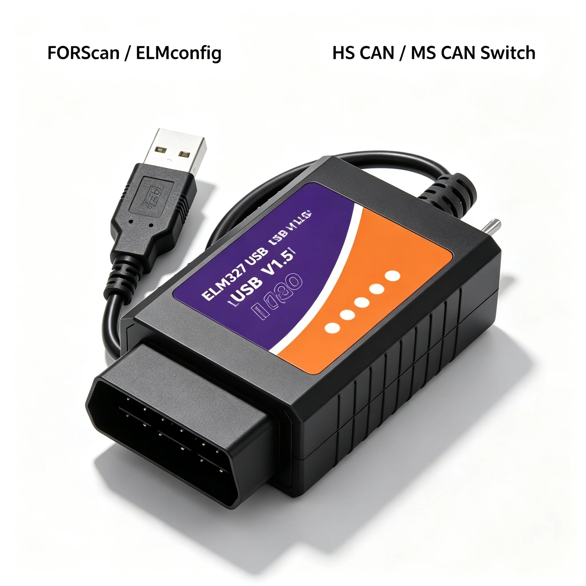 ELM327 USB OBD2 Scanner V1.5 with HS CAN MS CAN Switch Diagnostic Cable
