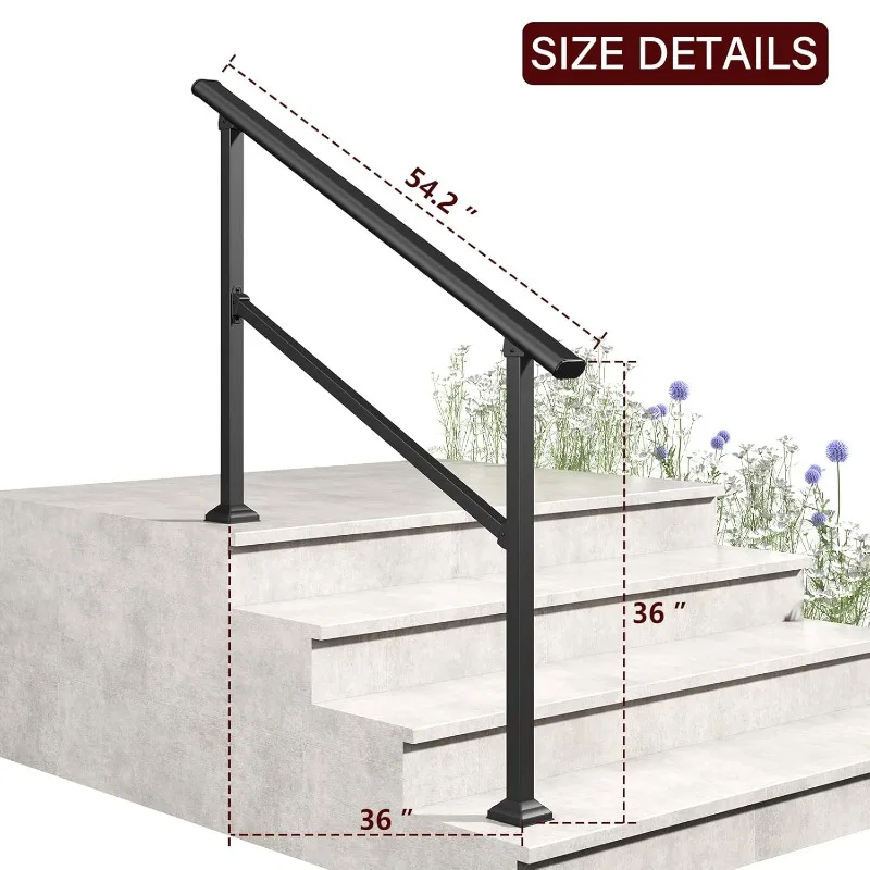 Guide a mano per gradini esterni, corrimano a 4 gradini, kit ringhiera per scale corrimano esterno, corrimano di sicurezza per anziani
