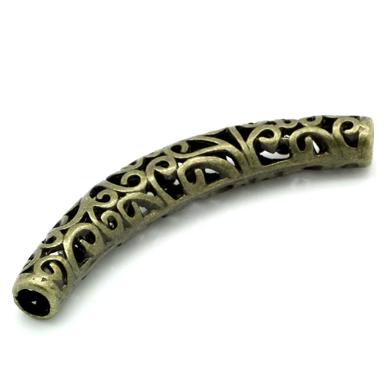 5PCs Hot Sale- Loose Spacer Beads Tube Antique Bronze Hollow Metal Beads for DIY Jewely Making Beads 6.6x1.1cm,