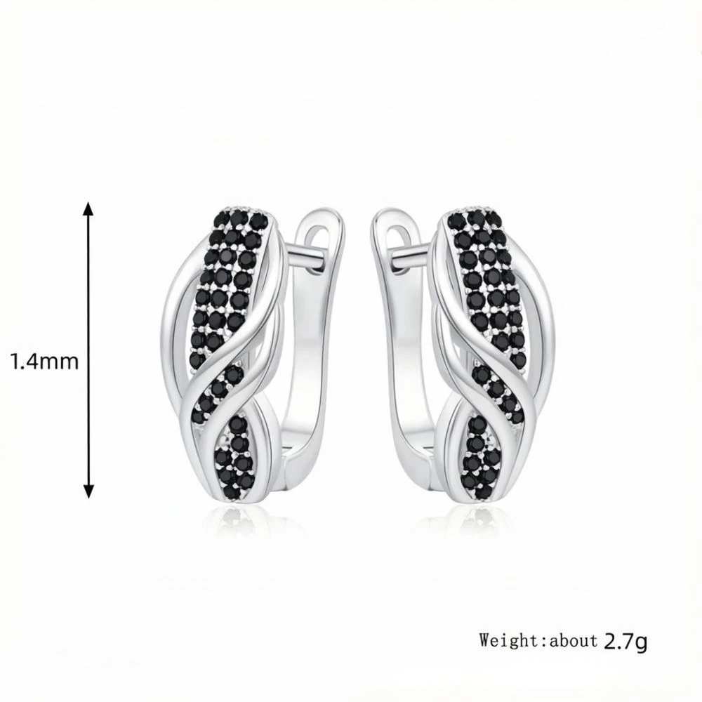 Black Awn 2026 New Hoop Earrings for Women Classic Silver Color Trendy Spinel Engagement Jewelry I279