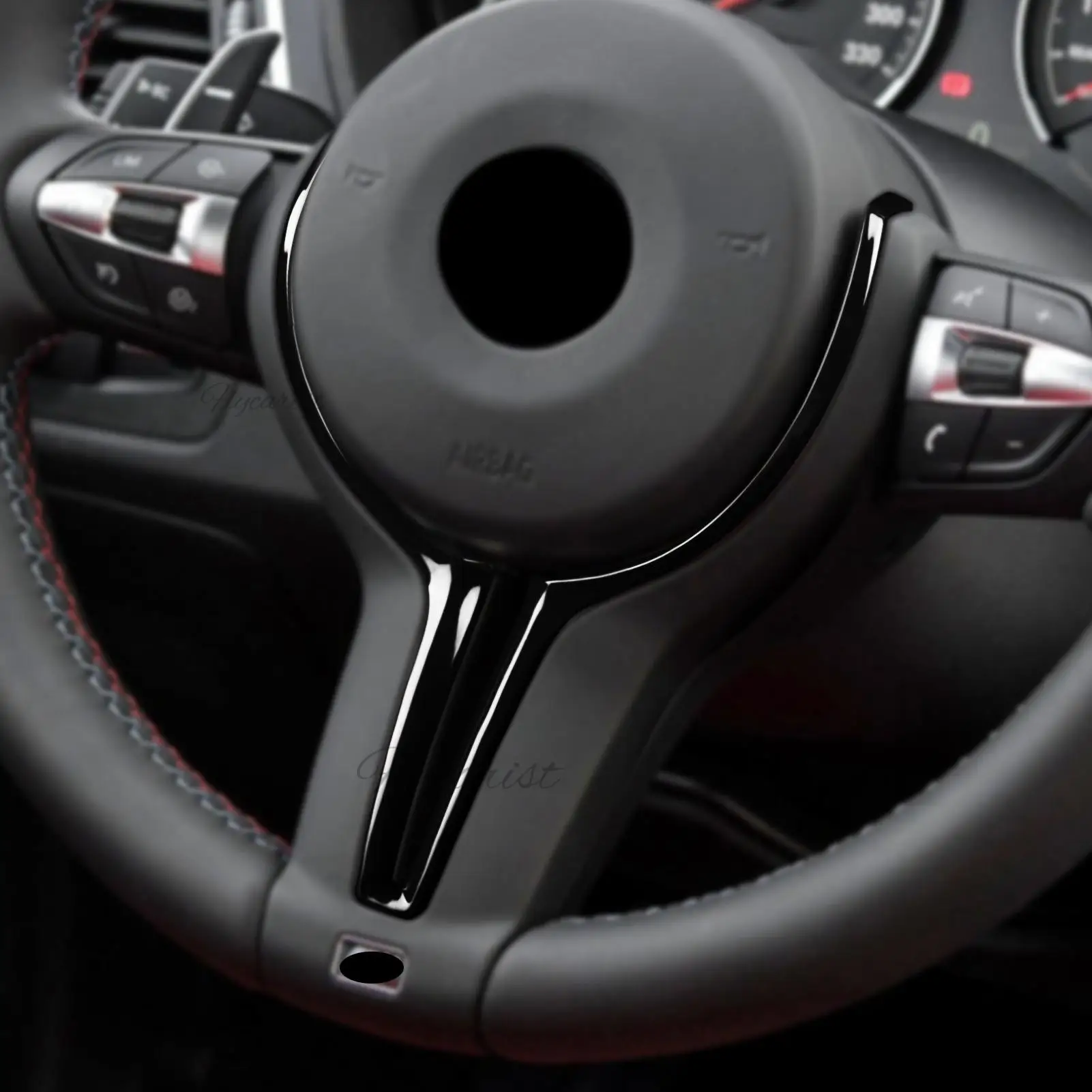 Black Steering wheel cover Inner Trim For BMW M2 F87 M3 F80 M4 F82 F12 X5M X6M image 6