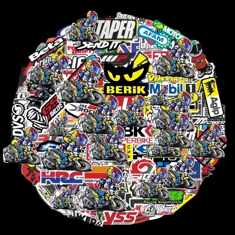 

40/80/120 шт. случайные мотоциклетные наклейки, мото багажный шлем для Yamaha Honda Kawasaki, гоночный логотип бренда, сделай сам, ПВХ наклейка, водонепроницаемая