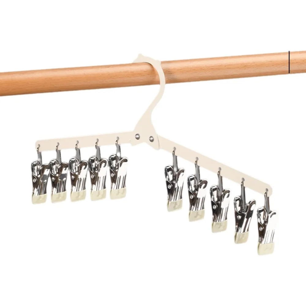 

Windproof Folding Clothes Drying Rack 10 Clips Portable Sock Drying Rack Rustproof Non-Slip Clothes Drying Hanger