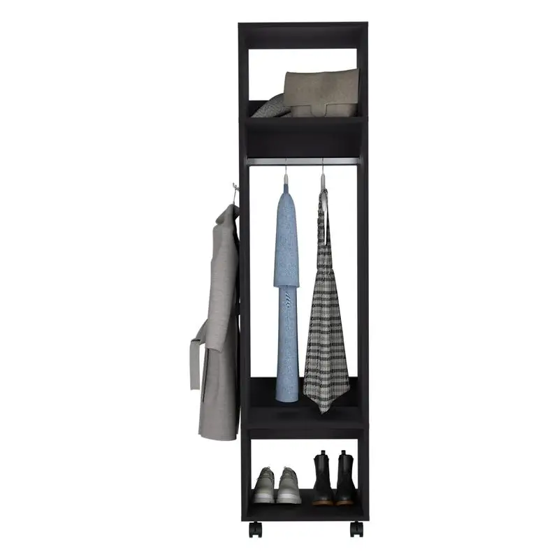 Black Bedroom Wardrobe Storage Cabinet, Stylish Modern Design, Space-Saving Solution, Perfect for Any Home