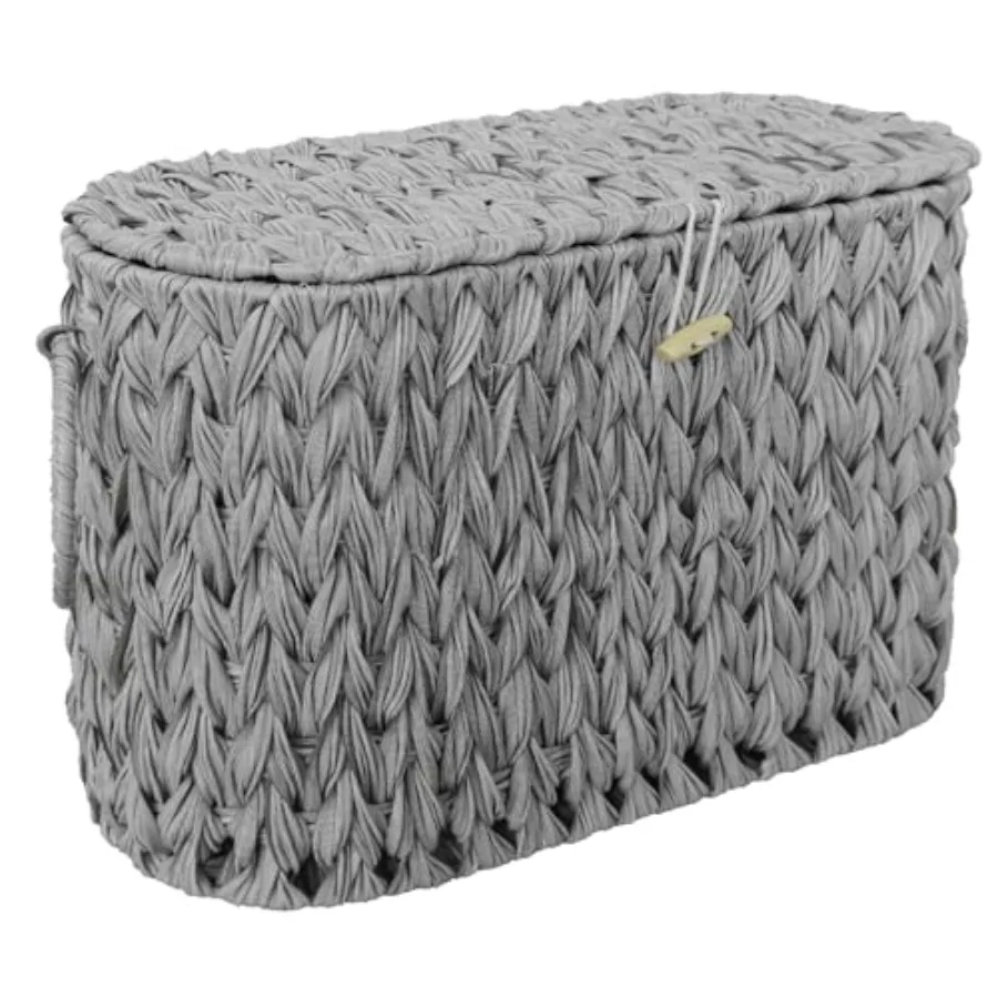 

Toilet Paper Storage Basket with Lid, Wicker Toilet Paper Holder Stand, Narrow Decorative Woven Bathroom Basket Organizer, Free