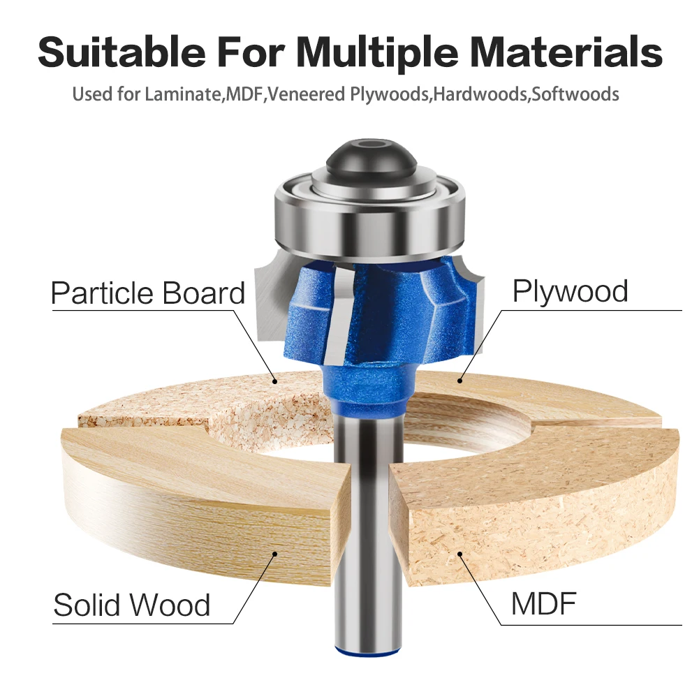 8mm 6mm 1/4inch Shank High Quality 4 flutes Router Bit Set Woodworking Milling Cutter R1 R2 R3 Trimming Knife Edge