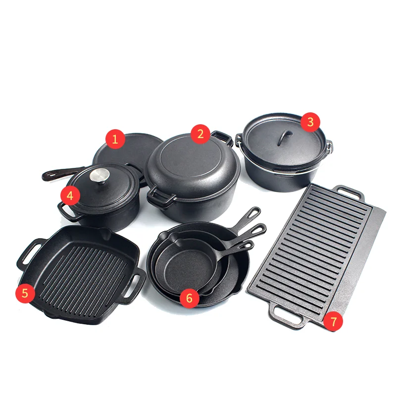 Hot-selling Professional Pre Seasond Cast Iron Pots and Pans Outdoor Camping Cookware Manufacturer
