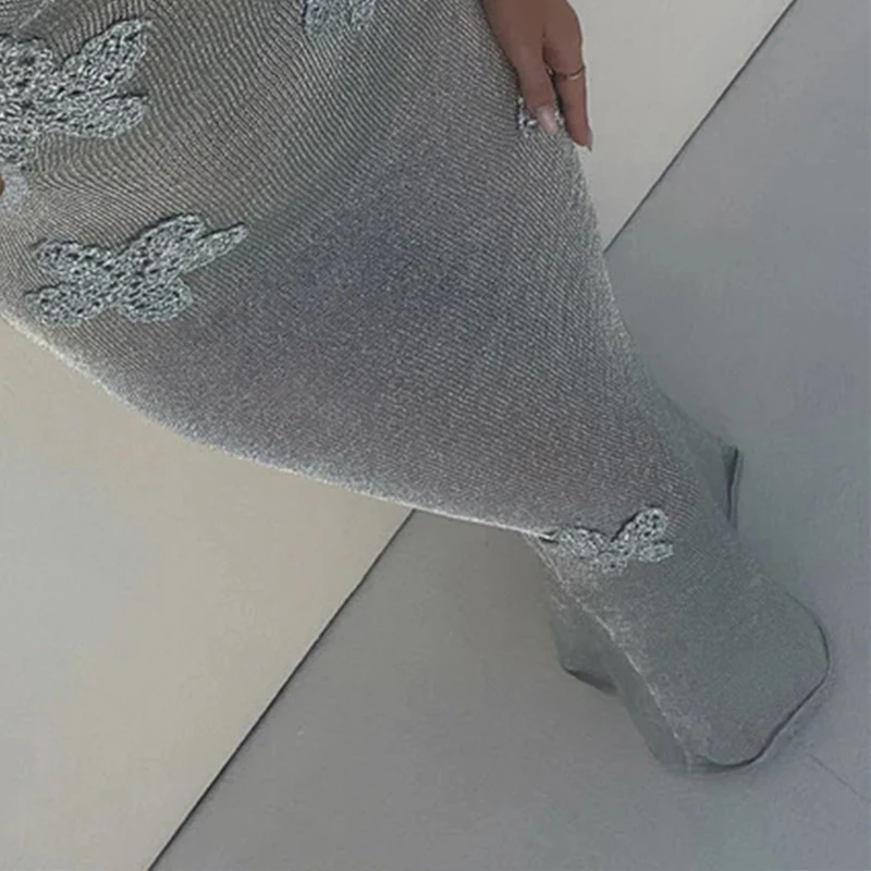 Lśniący haft w kwiaty Backless damska letnia długa sukienka seksowna Halter przepuszczalność Off ramię sukienki bez rękawów na wakacje