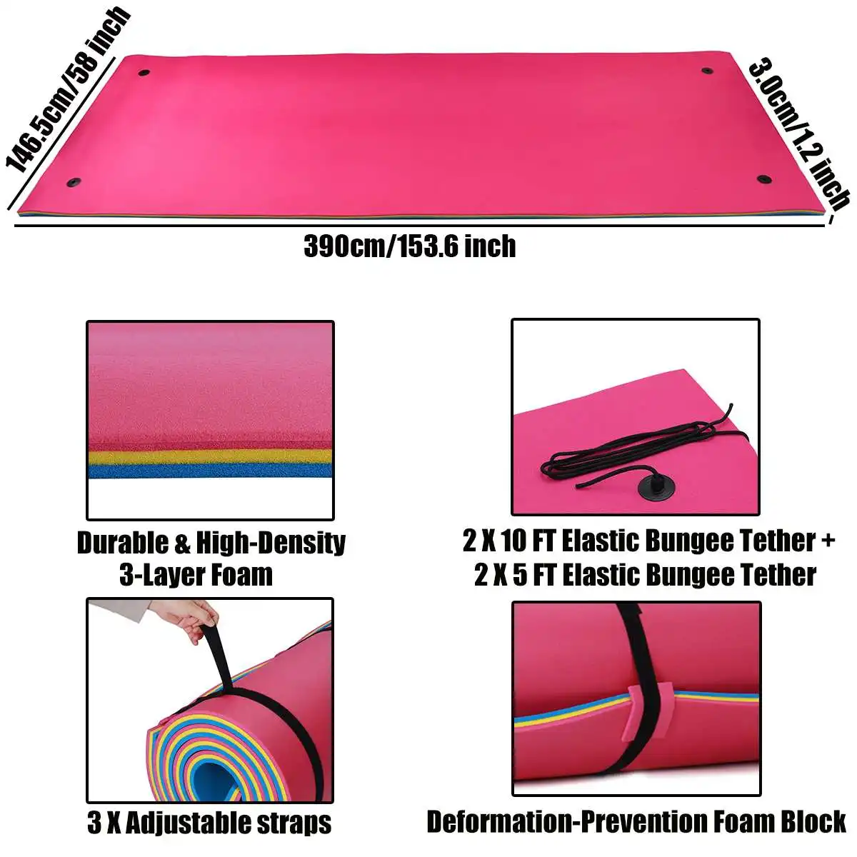 390CM*146CM Floating Pad Summer New Large Outdoor Tear-Resistant XPE Foam Swimming Pool Water Blanket Float Mat Bed