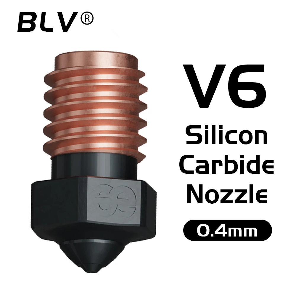 BLV®PHAETUS V6 Silicon Carbide Nozzle Carbon fiber wear resistant for TD6 DDE CHC KIT v6 RAPIDO dragon extruder prusa