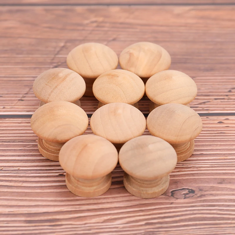 **10pcs Handles 2.4X2CM Natural Wooden Cabinet Drawer Wardrobe Knobs Pull Handle