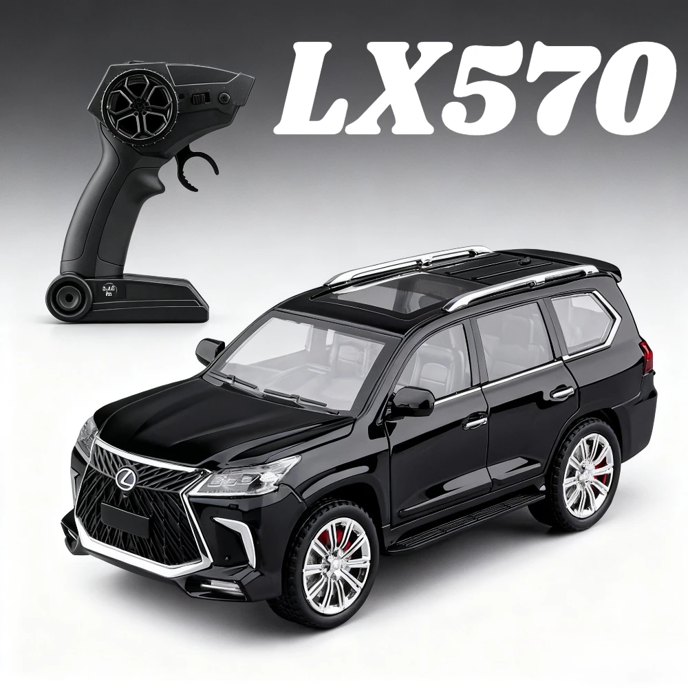 1:24 LX570 Remote Control Car Model Toy Sound Light Multi-directional Driving Metal Diecast Simulation Models Gifts Toys for Kid
