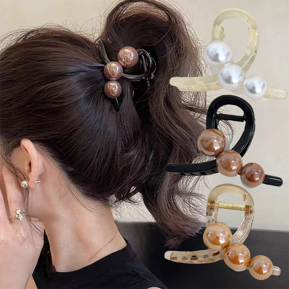 Doce elegante pérolas garra de cabelo caranguejo cruz grampos de cabelo para mulheres meninas grampos de cabelo ornamento presilhas moda acessórios para o cabelo