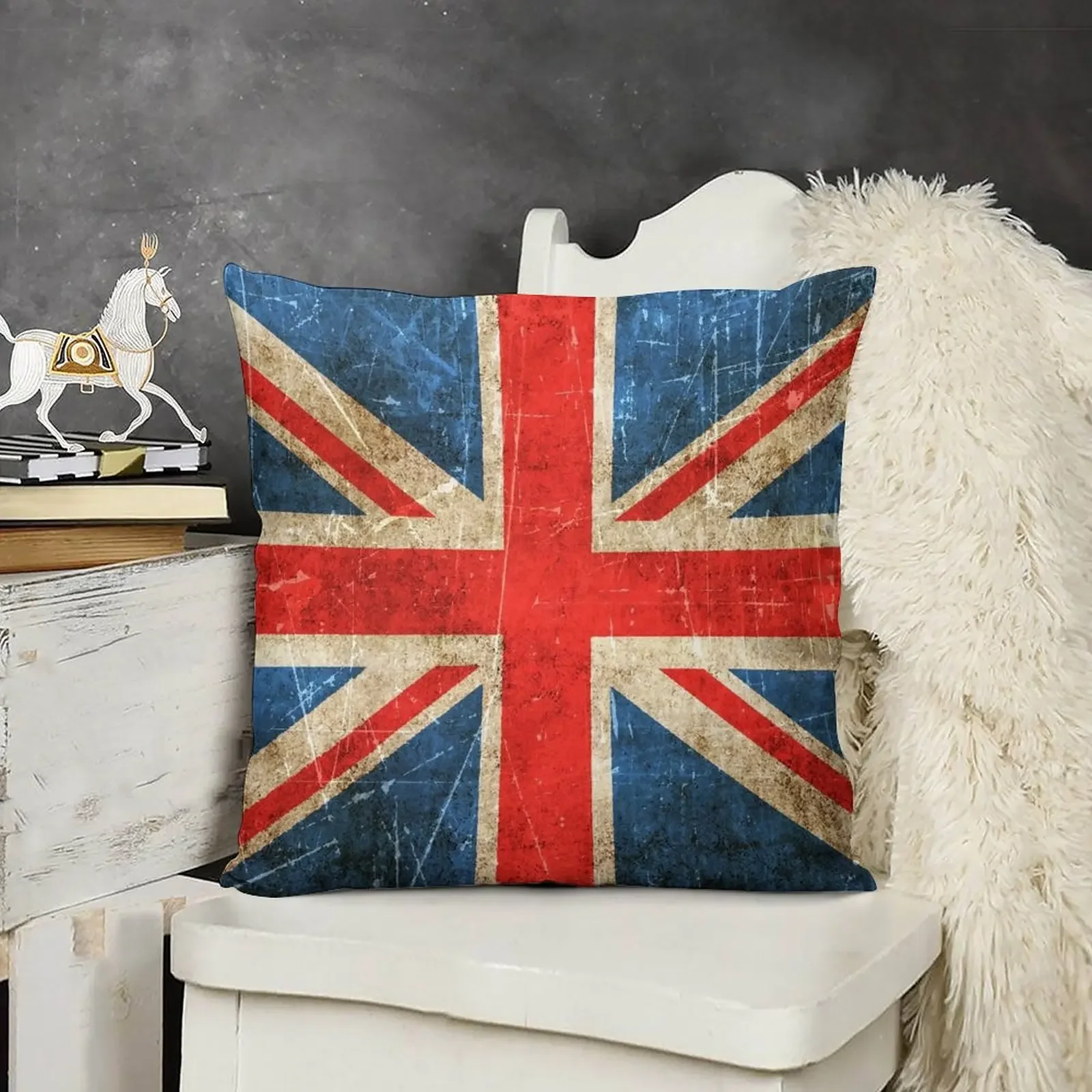 Vintage Aged and Scratched British Flag Throw Pillow Pillow Cover Pillow Cases Decorative