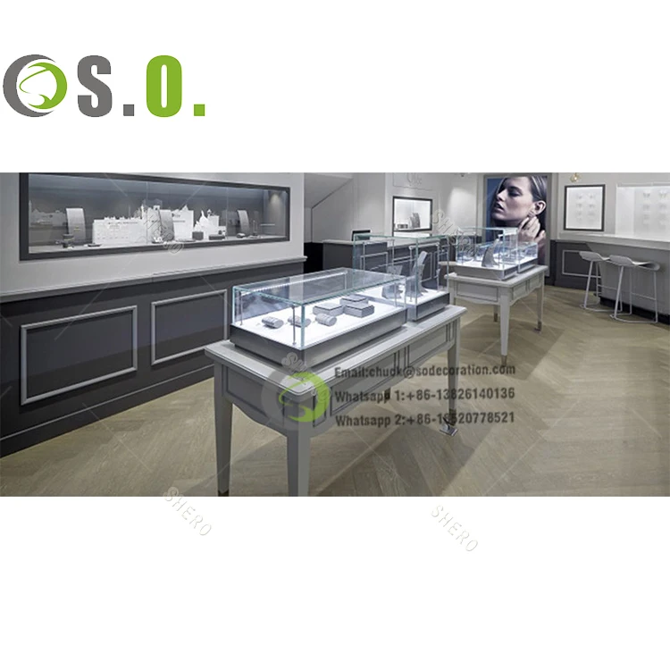 Custom.Custom Design Mall Jewelry Shop Counter Wall Jewelry Showcase Mirror Backing Glass Cabinet Shopping for Jewelry Online