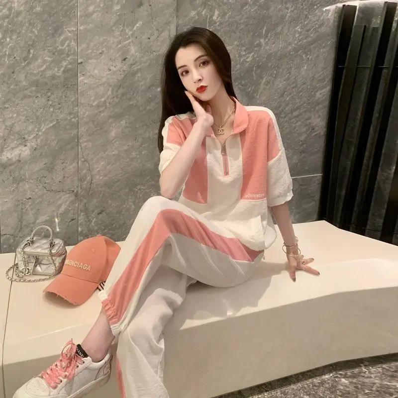Sports and Leisure Set Women's Spring and Summer New Style Fashionable Age Reducing and High-end Two-piece Set
