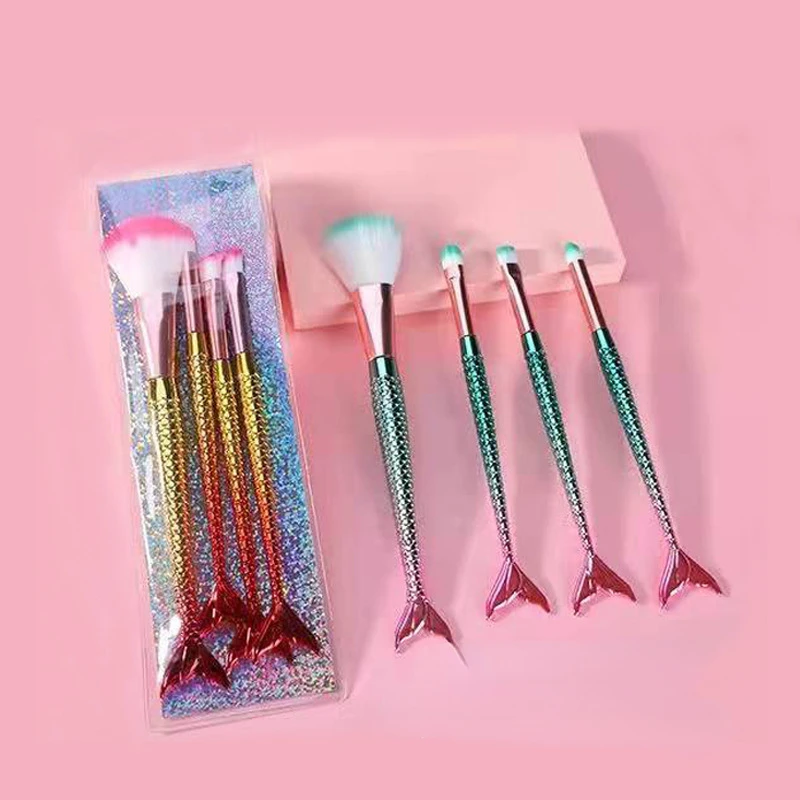 6Color Mermaid Makeup Brushes Set Cosmetic Powder Eye Shadow Foundation Blush Brush Soft Beauty Make Up Tool Maquiagem Gradient