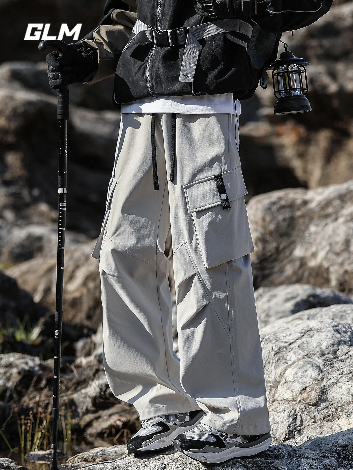 

GLM Men's Summer Outdoor Waterproof Hiking Pants Loose Straight Leg Casual Trousers Qui Dry Functional Sportswear