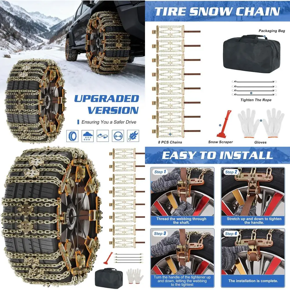 

Модернизированные снежные цепи LILYPELLE, 8 шт., шиновые цепи для автомобилей/автомобилей/пикапов, аварийные противоскользящие тяговые цепи для шин для Tir