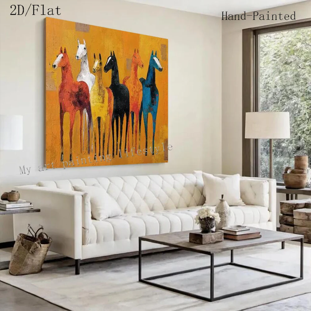 100% Handmade Abstract Oil Painting on Canvas Animal North Horse Wall Art Ideal Image Mural for Living Room Home Decor Picture
