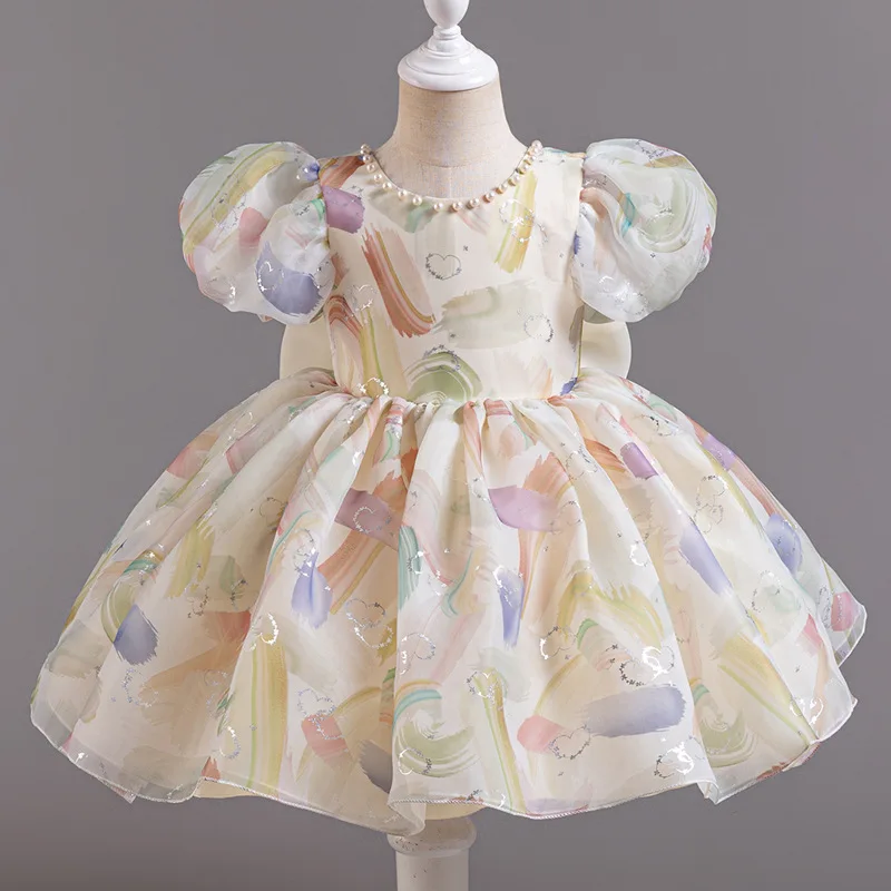 Girls Dress Summer New Flower Child Dress Children\'s Printed Costume Ropa De Niña Girls Clothes