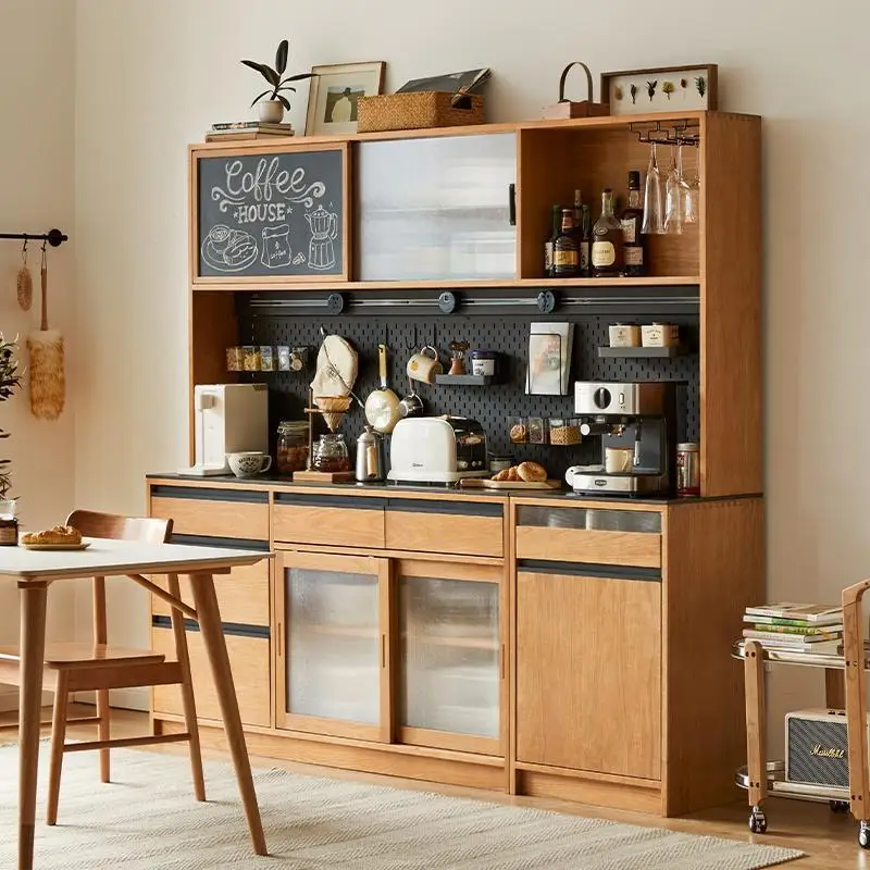 Nordic solid wood dining side cabinet, Japanese cherry wood wall storage, household kitchen storage integrated cabinet
