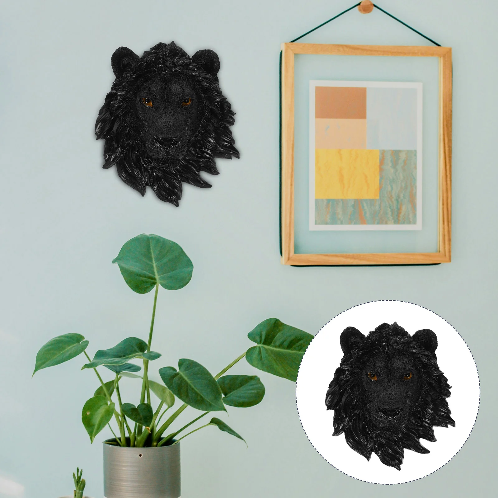 Lion Head Decoration Living Room Wall Animal Fret Sculpture Hanging Costume Headband Decors The Cow