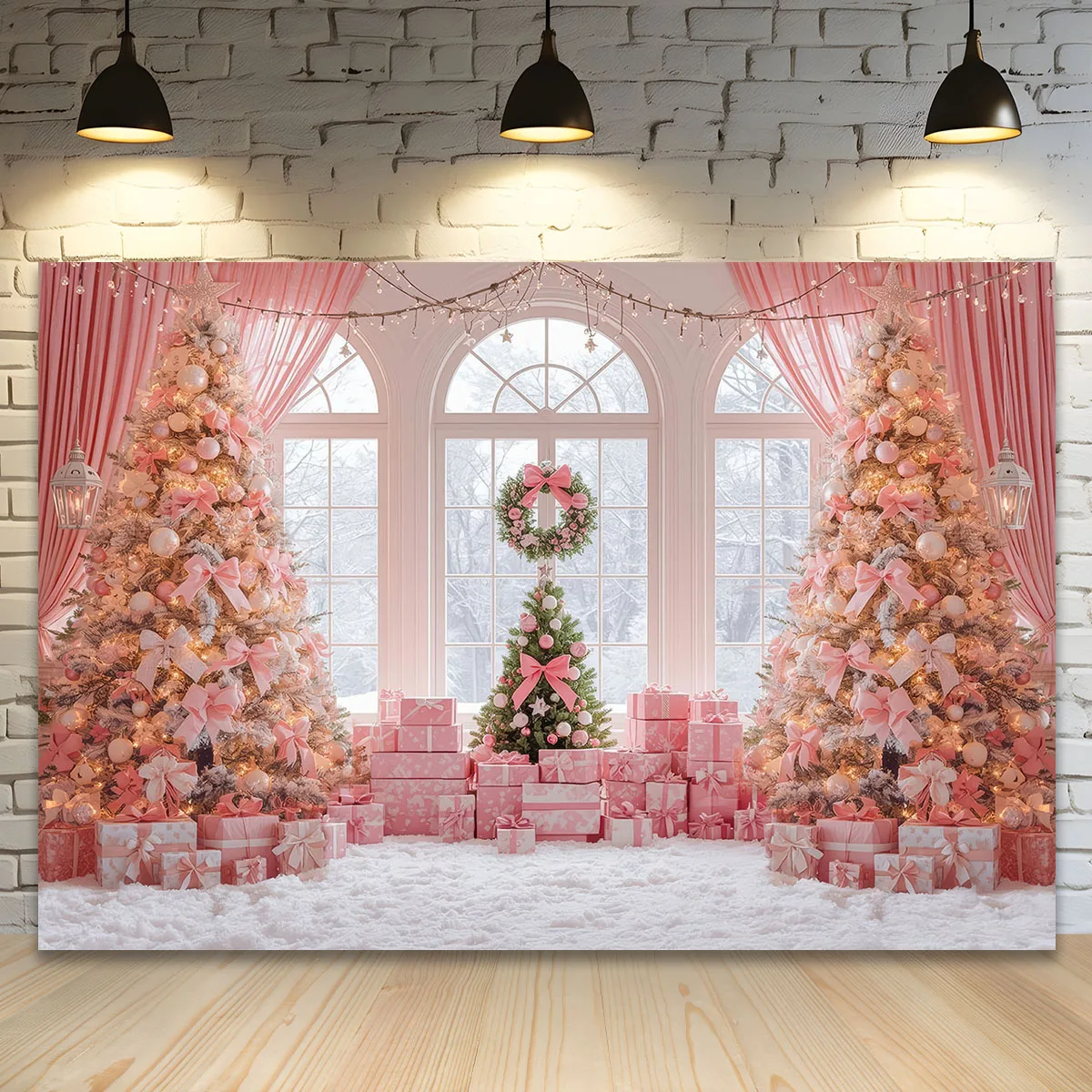 

Рождественские фоны для фотосъемки, розовая рождественская елка, роскошная комната, виниловые фоны для фотостудии, детская семейная фотозона