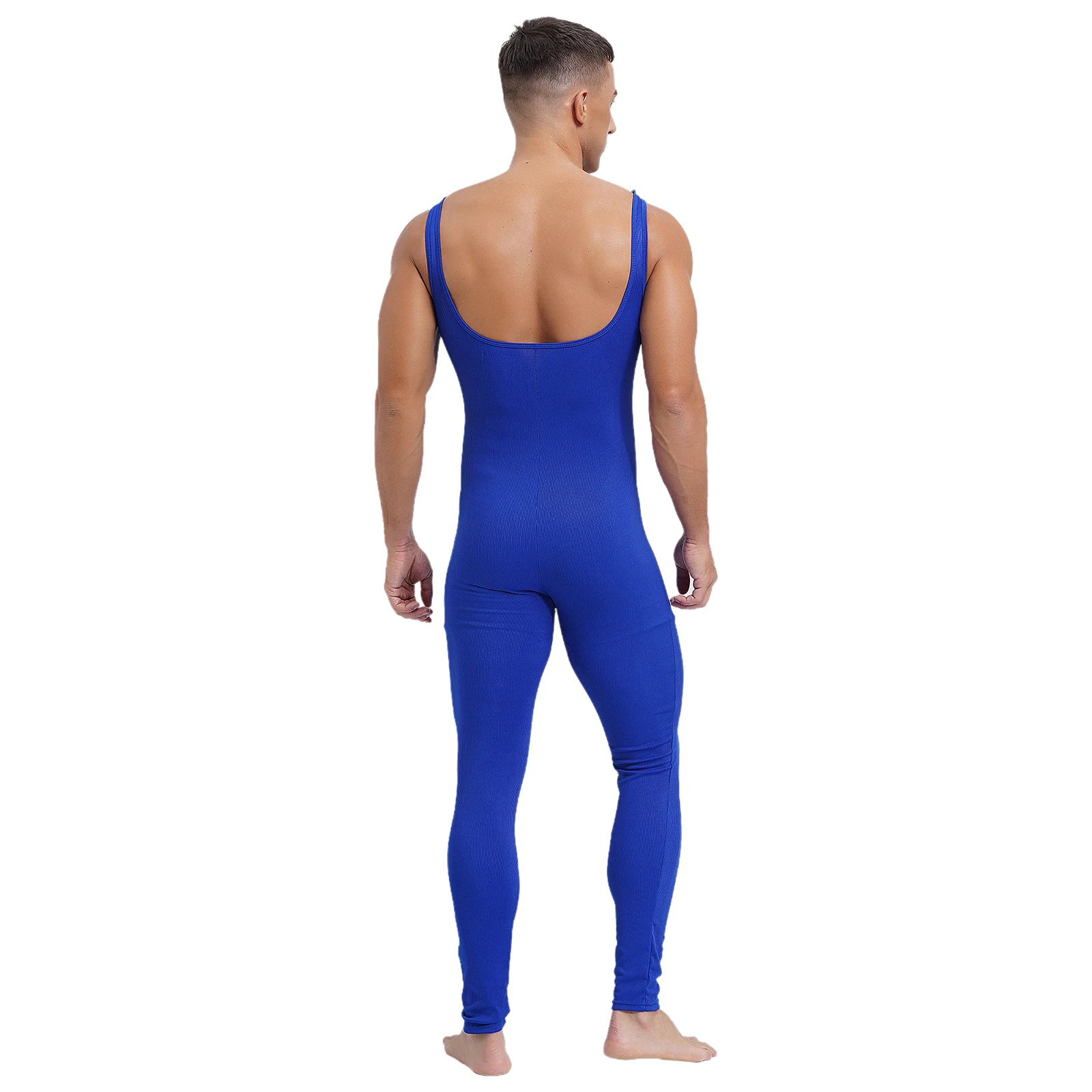 Mens Bodybuilding Athletic Jumpsuit Sleeveless Stretchy Soft Long Pants Rompers Solid Color Tank Unitard for Workout Fitness
