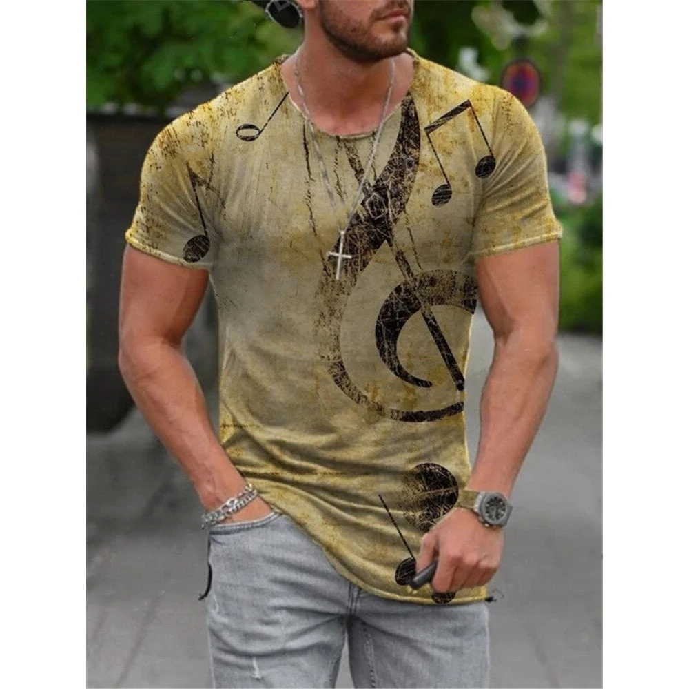 Musical Note 3D Printed T-Shirts Men Women Fashion Vintage Streetwear Oversized Short Sleeve T Shirt Kids Tees Tops Man Clothing