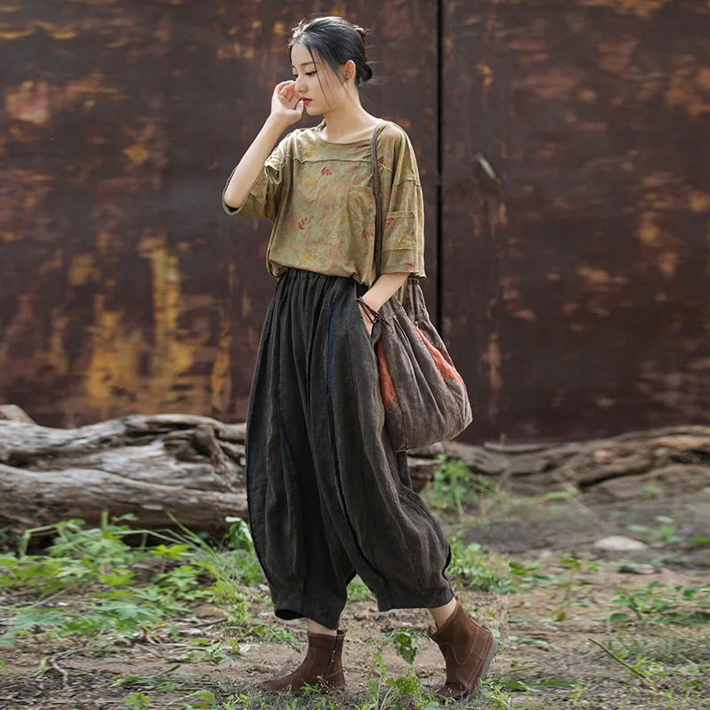 Retro Cotton Linen Lantern Pants Spring Summer Women Loose Harem Pant Original Design Harajuku Y2k Trousers Mujer Pants