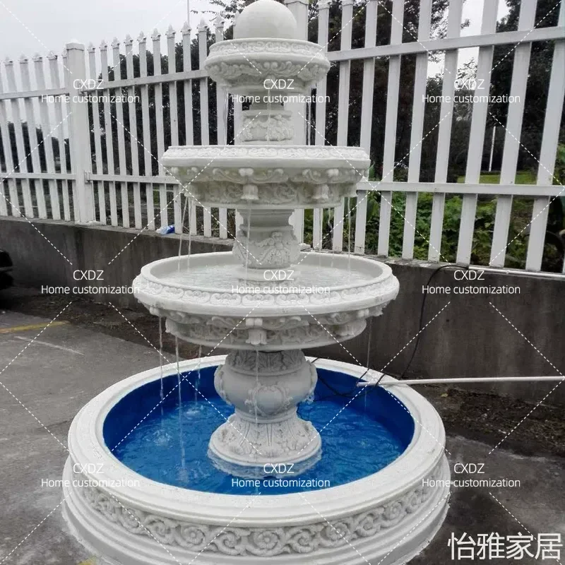 Large 3 Tier Outdoor Water Fountain for Garden Courtyard Villa Fish Pond Multi Layer Landscape Decoration Ornament