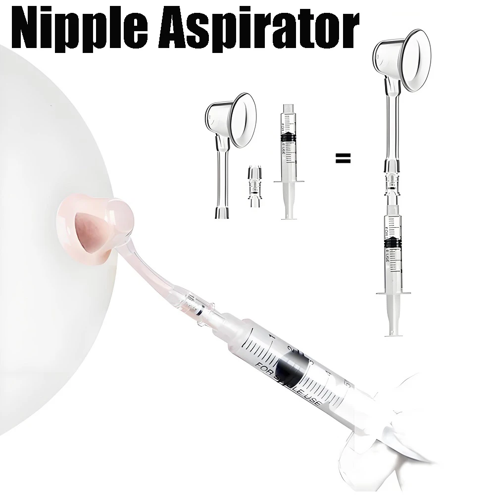 Nipple Aspirator Puller Sucking for Flat Inverted Nipples Shaper Niplette Attractor Treatment Redress Correction + Clips