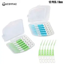 12Pcs/Box Silicone Interdental Brushes Toothpicks Brushes  Between Teeth Silicone Toothpicks With Thread Oral Cleaning Tools