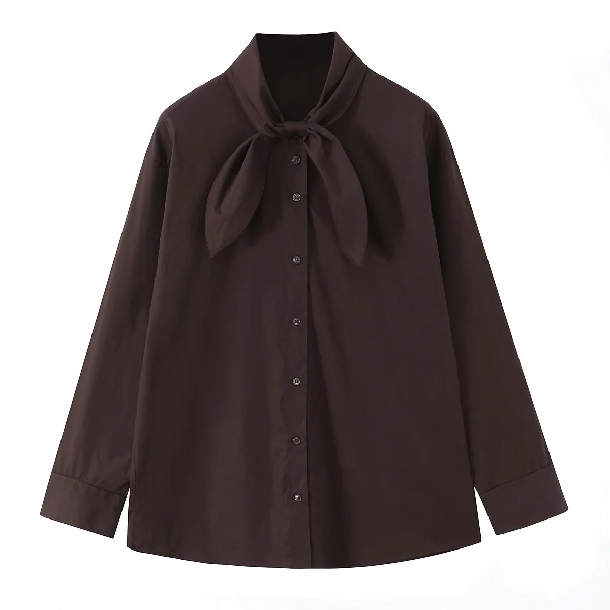 

Spring Summer New Women Shirts Tie Single Breasted Long Sleeves Office Female High Street All Match Blouses Tops