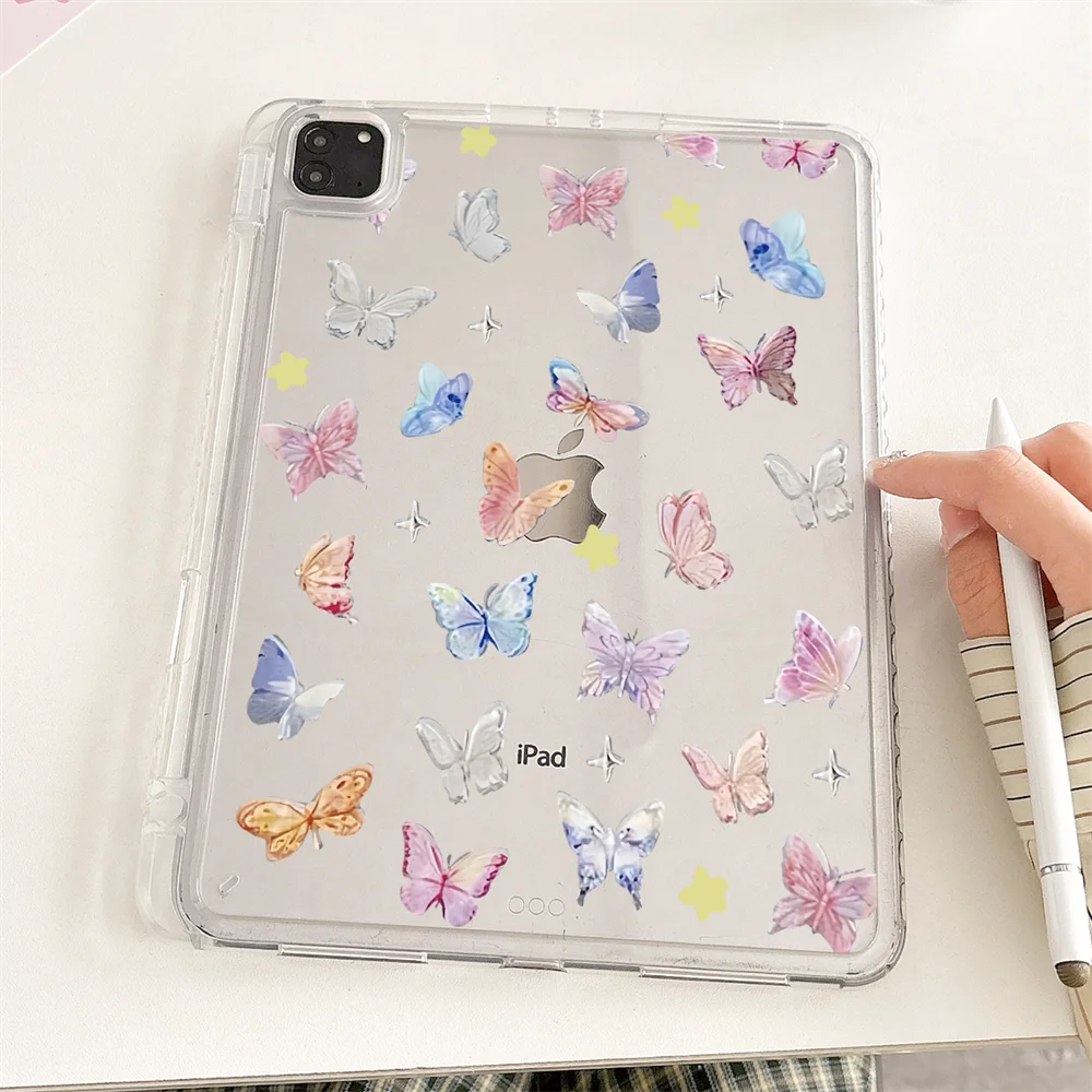 

Акриловый чехол для ipad Air 6 5 4 10,9 Pro 11 10,5 9,7 2018 Mini6 Чехол с держателем для карандашей для 10,2, 7, 8, 9, 10 поколения Butterfly