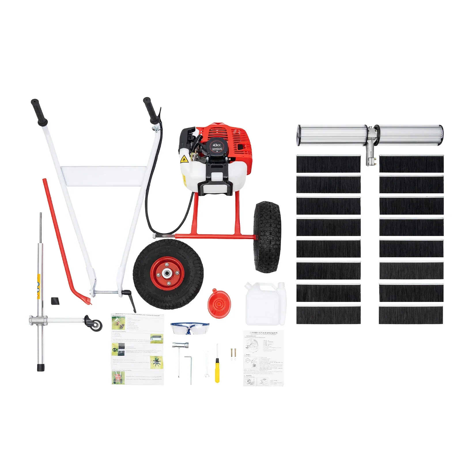 

Cordless Walk-Behind Sweeper 2-Stroke Air-Cooled Engine Gas Power Sweeper Red