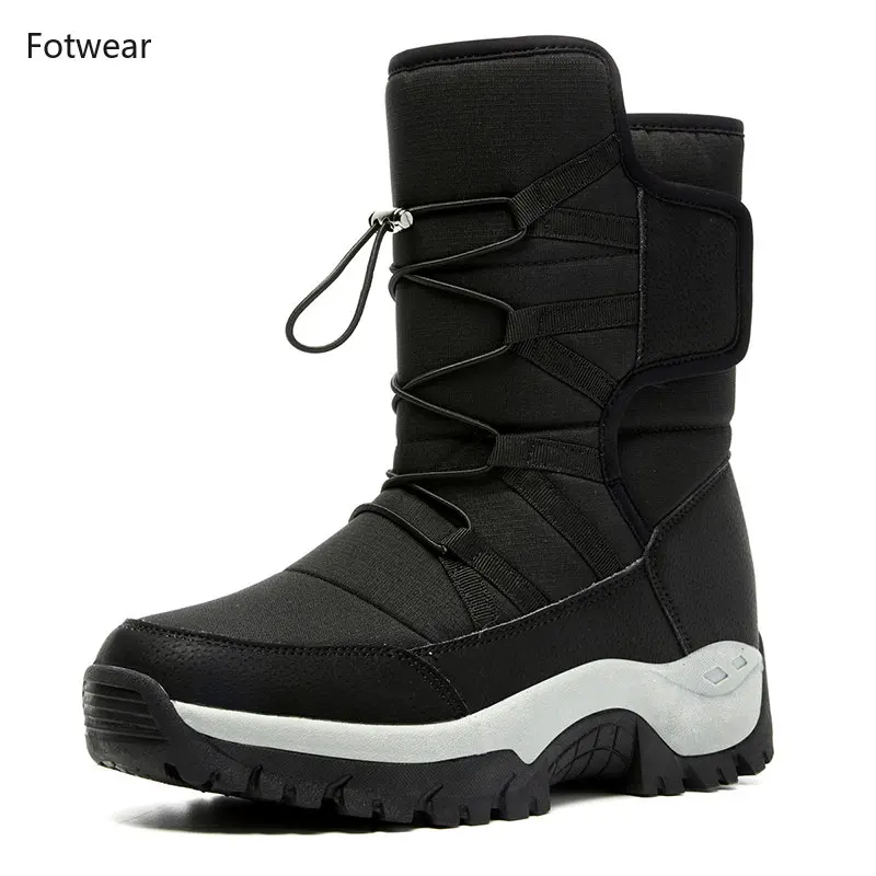 Winter Men Boots Warm Plush Long Boots Big Sie Waterproof Outdoor Sneakers High Top Non-slip Snow Botas Hombre Fur Leisure Shoes