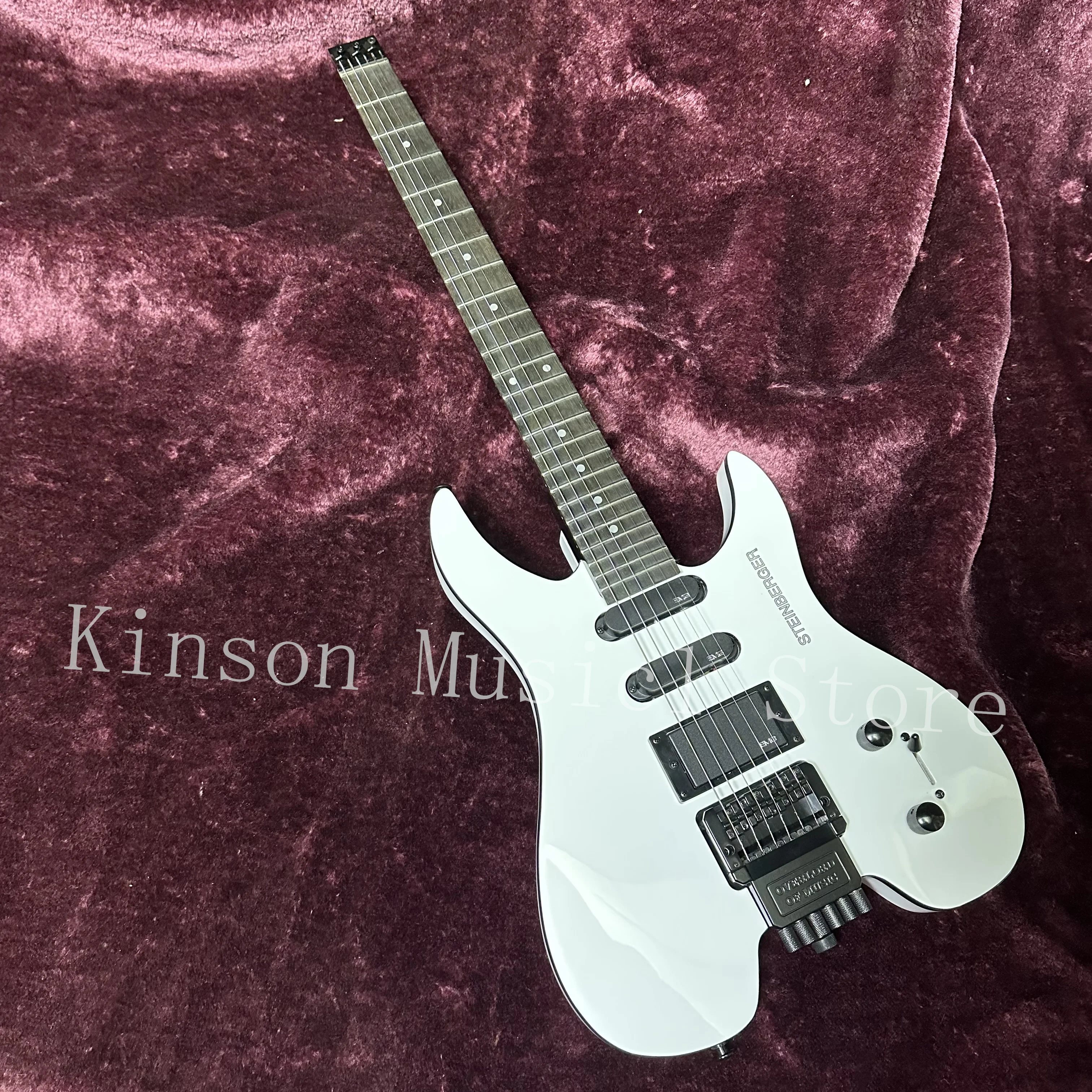 Headless Electric Guitar, Mahogany Body, white Color, Rosewood Fingerboard, Floyd Rose Tremolo Bridge, Steinberger, Free Ship