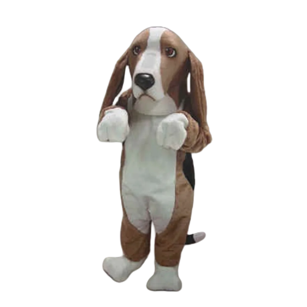 702コーヒーバセットマスコット衣装、パーティーカーニバルコスプレ用犬の衣装スーツ、フレンドリーなアームチェアハウンドドッグ