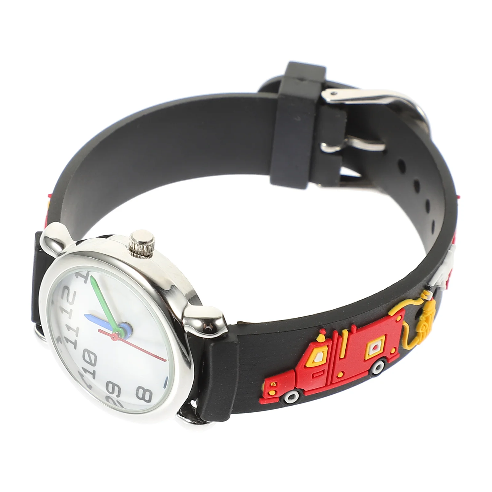 ساعة يد كارتونية لقتال الحرائق بنمط شاحنة قابلة للتعديل وخفيفة الوزن مقاومة للماء لطلاب الهدايا #3