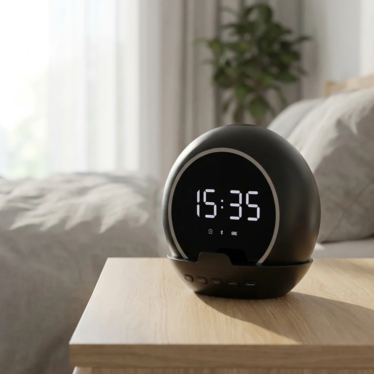 Digital Alarm Clock Portable Bluetooth Speaker Temperature Display  Music Player  Rechargeable for Home Outdoors Travel Bathroom